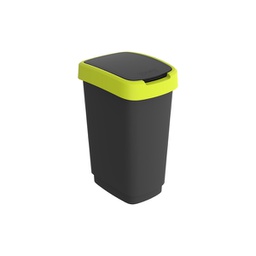 [97445] Pattumiera 25LT in PPL Nero/Verde Lime con coperchio basculante Rotho