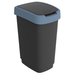 [97447] Pattumiera 50LT in PPL Nero/blu coperchio basculante Rotho