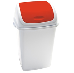 [82735] Pattumiera a basculante 50Lt Rif Basic Bianco/Rosso