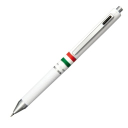 [79539] Penna sfera scatto multifunzione QUADRA fusto bianco gommato Italia OSAMA