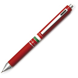 [82612] Penna sfera scatto multifunzione QUADRA fusto rosso gommato Italia OSAMA