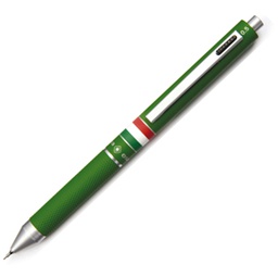 [82613] Penna sfera scatto multifunzione QUADRA fusto verde gommato Italia OSAMA