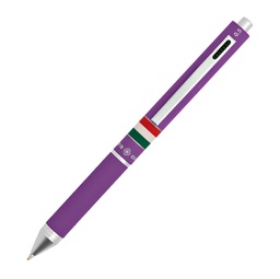 [88752] Penna sfera scatto multifunzione QUADRA fusto viola gommato Italia OSAMA