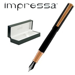 [72937] PENNA STILOGRAFICA IMPRESSA NERO-ROSEGOLD punta M MONTEVERDE