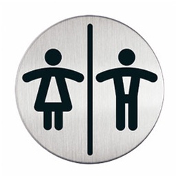 [61375] PITTOGRAMMA D 8,3cm 'TOILETTE UOMO/DONNA' IN ACCIAIO