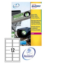 [47694] Poliestere adesivo L4776 bianco 20fg A4 99,1x42,3mm (12et/fg laser Avery