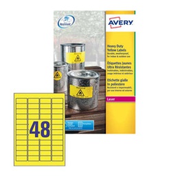 [71965] Poliestere adesivo L6103 giallo fluo 20fg A4 45,7x21,2mm (48et/fg laser Avery