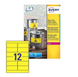 [71966] Poliestere adesivo L6107 giallo fluo 20fg A4 99,1x42,3mm (12et/fg laser Avery