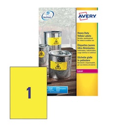 [71968] Poliestere adesivo L6111 giallo fluo 20fg A4 210x297mm (1et/fg laser Avery