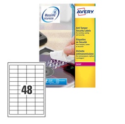 [49699] Poliestere adesivo L6113 bianco antim. 20fg A4 45,7x21,2mm (48et/fg laser Avery