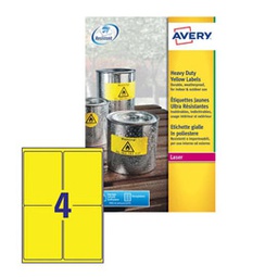 [71967] Poliestere adesivo L6127 giallo fluo 20fg A4 99,1x139mm (4et/fg) laser Avery