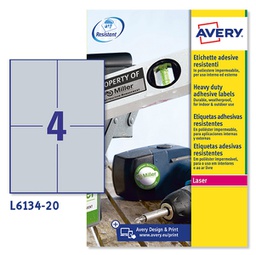 [88818] Poliestere adesivo L6134 argento 20fg A4 105x148mm (4et/fg laser Avery