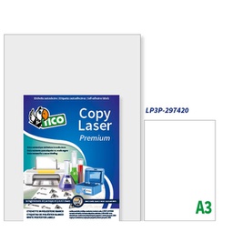 [76464] Poliestere adesivo LP3P bianco 250fg A3 297x420mm (1et/fg laser Tico