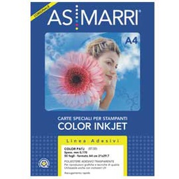 [58169] Poliestere trasparente adesivo inkjet A3 0,17mm 50Fg COLOR PATJ 8426 ASMarri