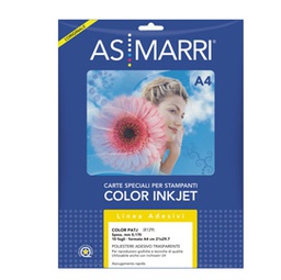 [28680] Poliestere trasparente adesivo inkjet A4 0,17mm 10Fg COLOR PATJ 8129 ASMarri