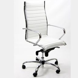 [68252] POLTRONA DIREZIONALE Pollux PNP White in pelle bianca braccioli inclusi