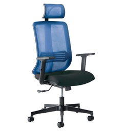 [89595] Poltrona semidirezionale Vertigo VRAPG nero/blu c/ poggiatesta e brac regolabili