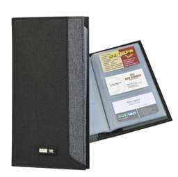 [85103] Portabiglietti in tessuto nero/grigio City Time