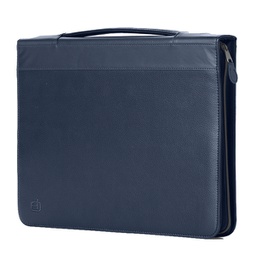[89057] Portablocco Office con manico in ecopelle c/zip dim. 28x36cm blu INTEMPO
