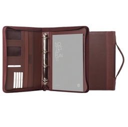 [89058] Portablocco Office con manico in ecopelle c/zip dim. 28x36cm marrone INTEMPO