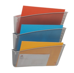 [61910] Portadocumenti da parete set da 3 vaschette MESH in rete metallica argento ALBA
