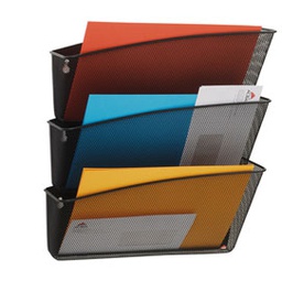 [61911] Portadocumenti da parete set da 3 vaschette MESH in rete metallica nero ALBA