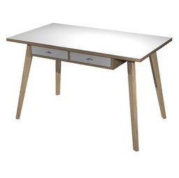 [92390] Postazione Home-Office con sottopiano 120x60xH74,4cm gambe legno Bianco/Rovere