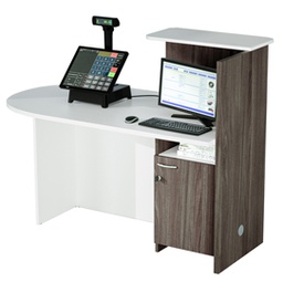 [86660] Postazione Reception Concept SX L143 x P83 x H117cm bianco/frass.tosc.