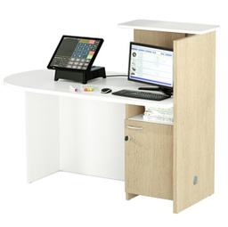 [86661] Postazione Reception Concept SX L143 x P83 x H117cm bianco/rovere