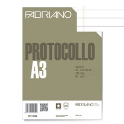 [58725] Protocollo 1rigo c/margine 200fg 60gr f.to A3 chiuso (21x29,7cm Fabriano