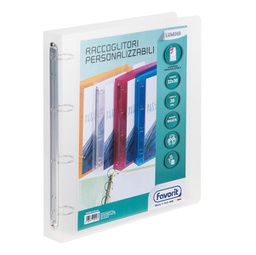 [89292] Racc. personalizzabile Lumina 22X30 4 anelli tondi D30 PP trasparente Favorit