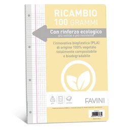 [90737] Ricambi c/rinforzo ecologico f.to A4 100gr 40fg 5mm c/margine Favini