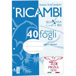 [28843] RICAMBI FORATI A4 1RIGO C/MARG. QUAXIMA 40FG 80GR PIGNA