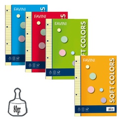 [56699] Ricambi forati A4 80gr 100fg 4mm SOFT COLORS 5 COLORI FAVINI