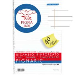 [54885] RICAMBI FORATI RINFORZATI A4 RIGO DI 1  40FG 80GR PIGNARIC