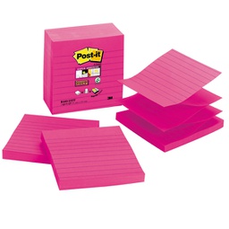 [77361] RICARICA 90FOGLIETTI POST-IT  SUPER STICKY 101X101MM RIGHE R440-SSFF ROSA NEON