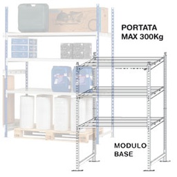 [68254] Scaffale Rang'Eco300 3 ripiani 100x60xH200cm - Modulo Base