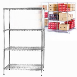 [77017] SCAFFALE 4 RIPIANI IN ACCIAIO CROMATO 60x90cm - H160cm ARCHIMEDE Kit ROBUSTO