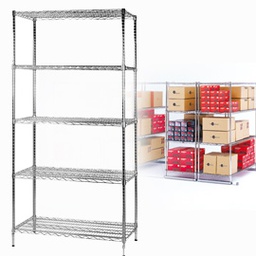 [77018] SCAFFALE 5 RIPIANI IN ACCIAIO CROMATO 60x90cm - H200cm ARCHIMEDE Kit ROBUSTO