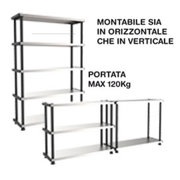 [74485] SCAFFALE PPL 5 RIPIANI METALLO 119x45x185cm GRIGIO/NERO TERRY
