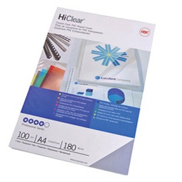 [48659] Scatola 100 copertine Hi-Clear 180micron A4 neutro trasparente GBC