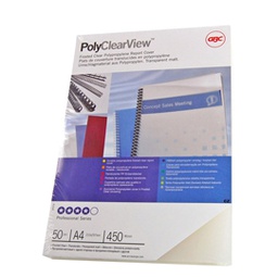 [26965] Scatola 100 copertine PolyClear View A4 300micron ppl neutro trasp.opaco GBC