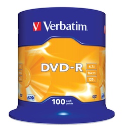 [VERBDVD-R47SE] SCATOLA 100 DVD-R SPINDLE 16X 4.7GB SERIGRAFATA