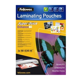 [77622] Scatola 100 pouches ENHANCE80 SuperQuick 80mic A4 Fellowes