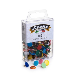 [91390] SCATOLA 100 PUNTINE COLORATE ASSORTITE LEONE COLOR