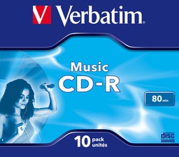 [VERBCDRA80STK] SCATOLA 10 CD-R MUSIC LIVE IT 80MIN. SERIGRAFATO COLORATO