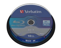 [VERBDVDBD-R25S] SCATOLA 10 DVD BLU RAY BD-R SL 25GB 6X SPINDLE MABL WHITE/BLU
