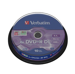 [VERBDVDR858XS] SCATOLA 10 DVD+R DUAL LAYER 8X 8.5GB 240MIN. SERIGRAFATO SPINDLE