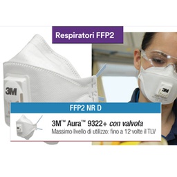 [79846] SCATOLA 10 MASCHERINE AURA 9322+ FFP2 CON VALVOLA