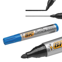 [46040] SCATOLA 12 MARCATORI 2000 BLU P.TONDA PERMANENTE BIC